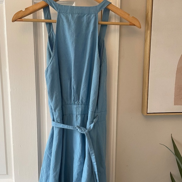 J. Crew Linen Wrap Midi Dress Blue XS - Picture 9 of 12